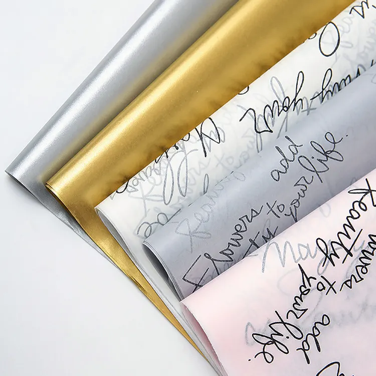 Özel baskı altın Logo ambalaj kağıdı doku çiçek Wrap doku kağıt ambalaj ambalaj ambalaj hediye çiçek kağıt sarma