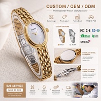 Montre Femme Personnalisée avec Logo, en Acier Inoxydable, Forme Ovale, Montre-Bracelet à Quartz de Luxe, Étanche, Idéale pour un Cadeau