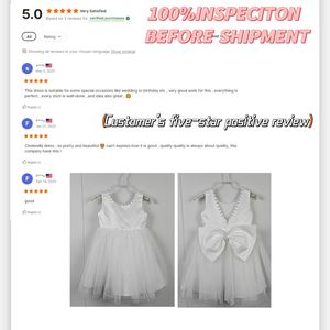 Vestido de Fiesta <span class=keywords><strong>para</strong></span> Niña Tipo Tutú sin Mangas con Espalda en V y Lazo Trasero Desmontable, Cuello Redondo y Perlas - Product Image 5