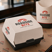 Emballage alimentaire personnalisé pour hamburgers, poulet frit, frites, boîte en papier à emporter, conteneur jetable, fabricant de marques privées
