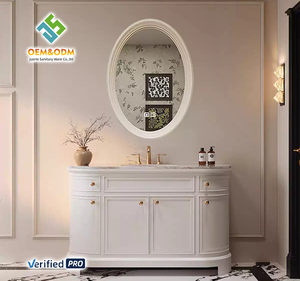 2025 OEM Juerte madeira maciç<span class=keywords><strong>a</strong></span> moderna vaidade banheiro duplo pia armário conjunto com espelho torneira gaveta-jantar & uso do quarto - Product Image 1
