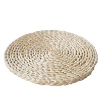 Set de table rond fait main en jonc de maïs naturel tressé, écologique, dessous de verre et sous-plat isolant