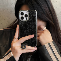 Étui de téléphone portable en cuir de crocodile brillant de luxe pour iPhone 16 15 Pro Max 14 Plus 13 Coque Coque antichoc Protection arrière