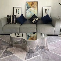 Table basse moderne en acier inoxydable avec incrustation en argent