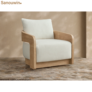 Fauteuil d'<span class=keywords><strong>extérieur</strong></span> pivotant <span class=keywords><strong>en</strong></span> teck avec coussin à séchage rapide, résistant aux intempéries, pour terrasse - Product Image 3