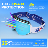 Masque de ski magnétique anti-buée pour sports de plein air, tendance, protection UV400, sans monture, vision panoramique ultra-large pour snowboard