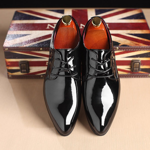 XZR Men's Customizable Logo <strong>Dress</strong> <strong>Shoes</strong> Smooth <strong>Shiny</strong> Leather Anti-Slip Pointed Toe Lace-Up Design Flat Office Use Wholesale - Product Image 4