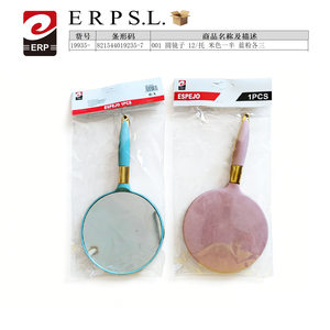 Miroir rond 12 pièces, couleurs mélangées bleu rose, poignée dorée, miroir de courtoisie - Product Image 3