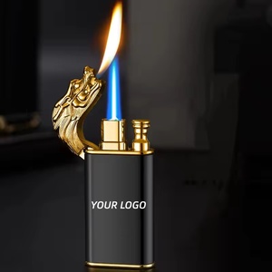 Encendedor de Cigarrillos de Butano con Cabeza de Dragón y Logotipo Personalizado, Recargable, Doble Llama, Metálico, Regalos Empresariales - Product Image 1