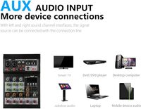 Mini-mixeur audio professionnel 4 canaux avec interface USB/BT et effets pour karaoké familial et mini-karaoké