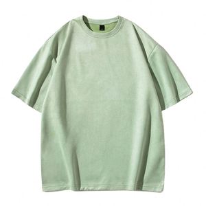 Wholesale 2024 Summer Suede Fabric New Fashion Stylish Style O-neck Popular Solid Color Casual Men's T-shirts - Product Image 3