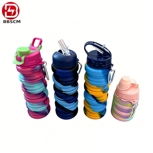 Bouteille d'eau portable en silicone pliable et extensible RTS 500 ml pour les sports de plein air et le camping, utilisable avec de l'eau bouillante - Product Image 4
