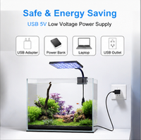 Lampe LED pour aquarium à spectre complet RGBW, à intensité variable, à clipser, avec minuterie pour aquarium planté, USB 5V
