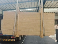 Travertin mexicain romain poli, moderne, à rayures de bois naturel, écologique, imperméable, pour murs de salle de bain et de salle à manger