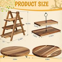 Plateau en bois de luxe - Tour à cupcakes ronde et support à gâteaux multi-niveaux, table de dessert mobile pour mariage et pique-nique avec planche à découper