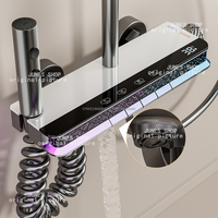 Ensemble de Douche LED de Luxe Style Piano avec Affichage de Température, Robinet Pluie et Cascade, Système de Douche Mural pour Salle de Bain