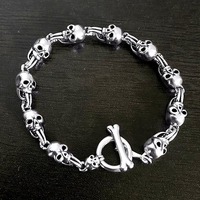 Odian chrome crâne Bracelet Punk Hip Hop coeur bijoux rétro Thai argent main marque croix bracelet cadeau pour hommes femmes couples