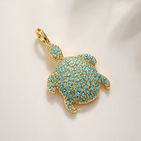 Breloques tendance en zircon incrusté, motifs poisson, tortue, coquillage, étoile de mer, plaqué or 14 carats, pendentifs marins pour colliers et bracelets