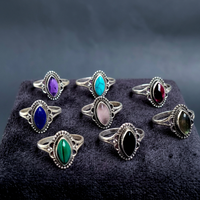 Belles bagues en argent 925 en pierre naturelle faites à la main pour elle-Usine de bijoux en argent en gros de l'Inde