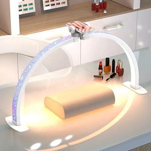 Lampe professionnelle demi-lune de grande taille pour table de manucure avec support de téléphone, lampe arche de 29 pouces pour techniciennes en ongles, lampe de séchage pour table de manucure - Product Image 1