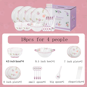 Set di stoviglie in ceramica viola fiore elegante retrò cucina in porcellana cucina cucina ristorante Hotel piatti ciotole e cucchiai - Product Image 6