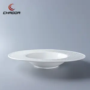 Porcelain Dinner Sets Dinnerware With Wide Rim Flat Bottom Round Bowl 9.75 Inch Dishes Bowl Ceramic Set