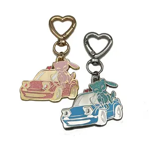 Gold and Silver Plated Metal Crafts Keychain Design Digital Photo No Minimum Glitter Enamel Heart Keychains