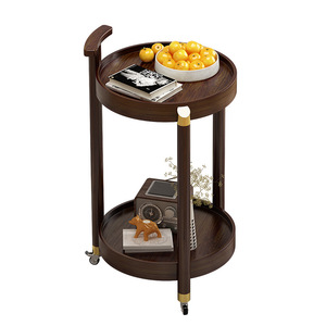 Chinese Style Solid Wood Serving Cart With Wheels Portable Kitchen Storage Trolley For Living Room Or Dining Area - Product Image 5
