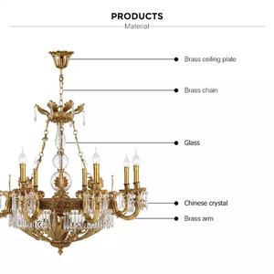 Lámpara de techo de cristal transparente K9 para comedor, luz colgante de lujo con 8 brazos de bronce para dormitorio - Product Image 4