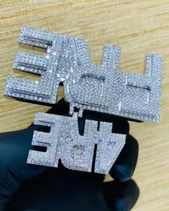 Pendentif de luxe personnalisé 6 pièces en Moissanite 14K or blanc diamant taille princesse avec motif de crâne en argent sterling accentué personnalisable - Product Image 4