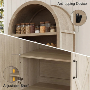 <span class=keywords><strong>Buffet</strong></span> <span class=keywords><strong>haut</strong></span> à arche, meuble de rangement moderne en bois, armoires latérales, étagères ouvertes réglables, vitrine à 5 niveaux pour salon - Product Image 4