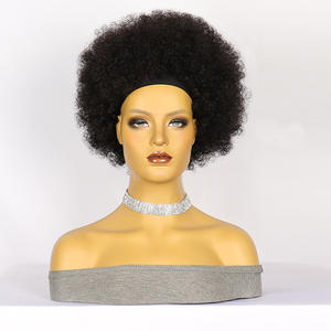 Perruque <span class=keywords><strong>Afro</strong></span> Courte et Bouclée pour Femme de Style Européen et Américain, <span class=keywords><strong>Cheveux</strong></span> Synthétiques Noirs en <span class=keywords><strong>Soie</strong></span> Glacée - Product Image 2