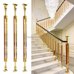 20x950mm Poteaux <span class=keywords><strong>d</strong></span>'<span class=keywords><strong>escalier</strong></span> rectangulaires en alliage <span class=keywords><strong>d</strong></span>'<span class=keywords><strong>aluminium</strong></span> et de magnésium, plaqués or brillant, pour <span class=keywords><strong>rampes</strong></span> de luxe modernes - Product Image 1