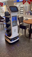 Robot de service de livraison de nourriture MiCity, nouvelle arrivée, robot de restaurant à chargement automatique, avec écran publicitaire de 15,6 pouces et capacité de charge de 40 kg.