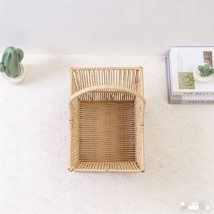 Panier de rangement rectangulaire multifonctionnel en papier tissé à la main, écologique et durable, avec poignées, parfait pour la décoration et l'organisation - Product Image 6