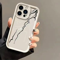Coque de téléphone portable antichoc en TPU avec motif éclair blanc et noir, style lentille d'appareil photo, pour iPhone 11 12 13 14 15 16 17 18 Pro Max