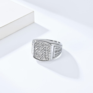 Men's Geometric <b>Titanium</b> Steel <b>Ring</b> 18K Gold Plated Micro Pave Diamond Encrusted Gift Jewelry - Product Image 2