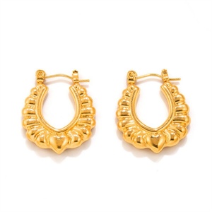 Pendientes de Aro con Corazón Hueco de 30mm, Chapados en Oro, de Acero Inoxidable, Largos, con Gema, de Alta Calidad, para Uso Diario - Product Image 2