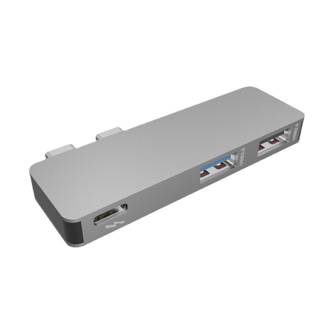 Cross-Border Thunderbolt 3 Dual Type-C Docking Station Hub USB 3.0 Interface Aluminium Alloy Stock for MacBook Pro Laptops