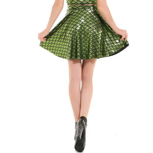 S-3XL écailles de poisson Sexy cuir Pu plissé Latex jupe danse femmes pôle danse tenue de club courte en cuir verni Mini danse jupe - Product Image 5