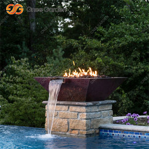 Brasero et Fontaine d'Eau en Acier Corten Tendance 2026, Couleur Rouille, Écologique, pour Loisirs Extérieurs et Piscine, avec Piqueur - Product Image 5