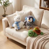 Set de Peluches 2 en 1 para Madre e Hijo, Oso Polar Abrazable, Pingüino, Tortuga Marina, Animales de Peluche Suaves, Regalo Boutique, OEM
