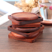 Sous-verres classiques en bois d'acacia, rondes, personnalisables, avec logo en résine époxy, en liège massif et bambou, écologiques, pour thé et café, vente en gros