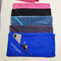 Serviette de sport en microfibre brodée avec logo personnalisé de haute qualité et fermeture éclair meilleure serviette de fitness et de yoga douce et absorbante
