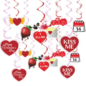 Cuore a vortice appeso rosso per decorazioni di san valentino-confezione da 30 decorazioni per soffitti di san valentino decorazioni per finestre X4264