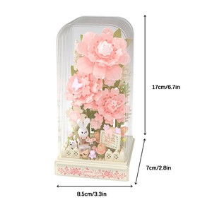 Bouquet di fiori di gelsomino con blocchi da costruzione e espositore quadrato, mattoncini piccoli per adulti, decorazione da scrivania, regalo di compleanno per donne - Product Image 5