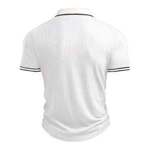 26 Cross Border Polo pour homme à manches courtes, d'été, rayé, col rabattu boutonné, style décontracté, avec bordure blanche en tricot côtelé - Product Image 3