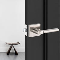 Poignée de porte d'entrée robuste Cylock, finition nickel brossé, en zinc plaqué, avec clé, pour portes d'entrée de haute qualité