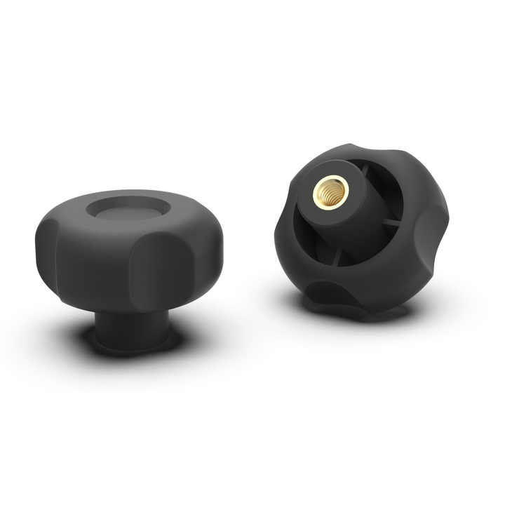 Star Grip Nuts with 4 Grip Recesses and Blind Hole Thread for Nuts Processing Machines