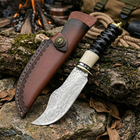 Couteau tactique de survie en acier damas cuivré de qualité supérieure avec manche en bois pour la chasse et le camping